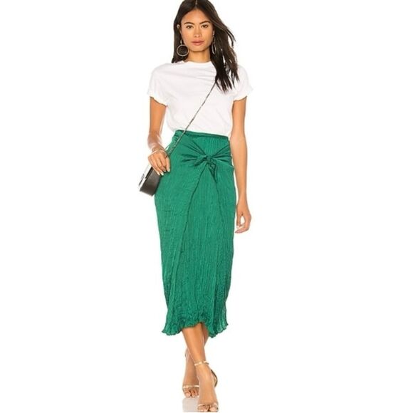 ✨Vince Green Pleated Tie Front Wrap Midi Sz Small Skirt✨